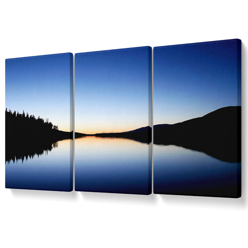 Blue Lake Reflections - 3 Piece Wrapped Canvas Print, 81.3cm H x 163cm W