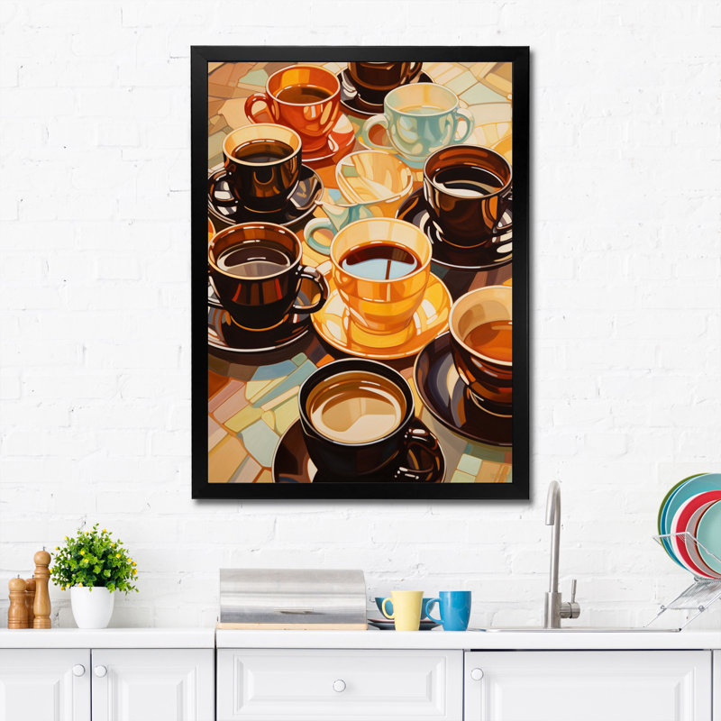 Jaffet Food Coffee Tea VI - Art sur toile, impression sur toile, Cadre simple noir, H 32 po x l 24 po x P 1 po