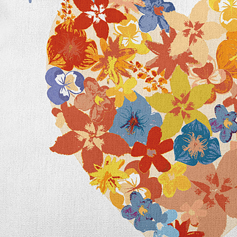 Reversible Throw Pillow, Blue/Orange/Yellow Floral