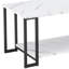 Table basse rectangulaire avec pieds en métal doré et texture de marbre blanc, doré et blanc, L 39,37 po x 20,07 po x 18,1 po-1151795500