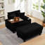 Fauteuil 54 po en velours côtelé avec repose-pieds multifonctionnel-1081620271