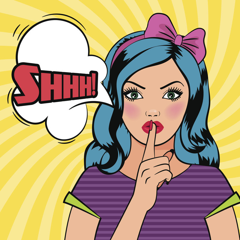 Quiet Please Pop Art Woman - Wrapped Canvas Print, 122cm H x 122cm W x 3.8cm D
