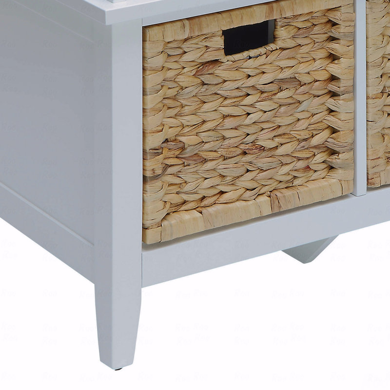 Banc en rotin et blanc avec rangement