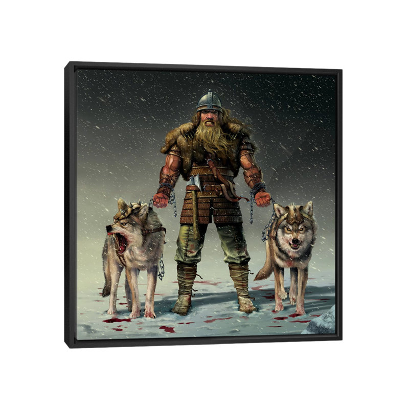 Mountain Viking by Vincent Hie - Print on Canvas, 93.98 cm H x 93.98 cm W, Black Framed