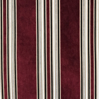 Kira Fabric | Striped Multi-Colored Velvet Fabric | Color Wine