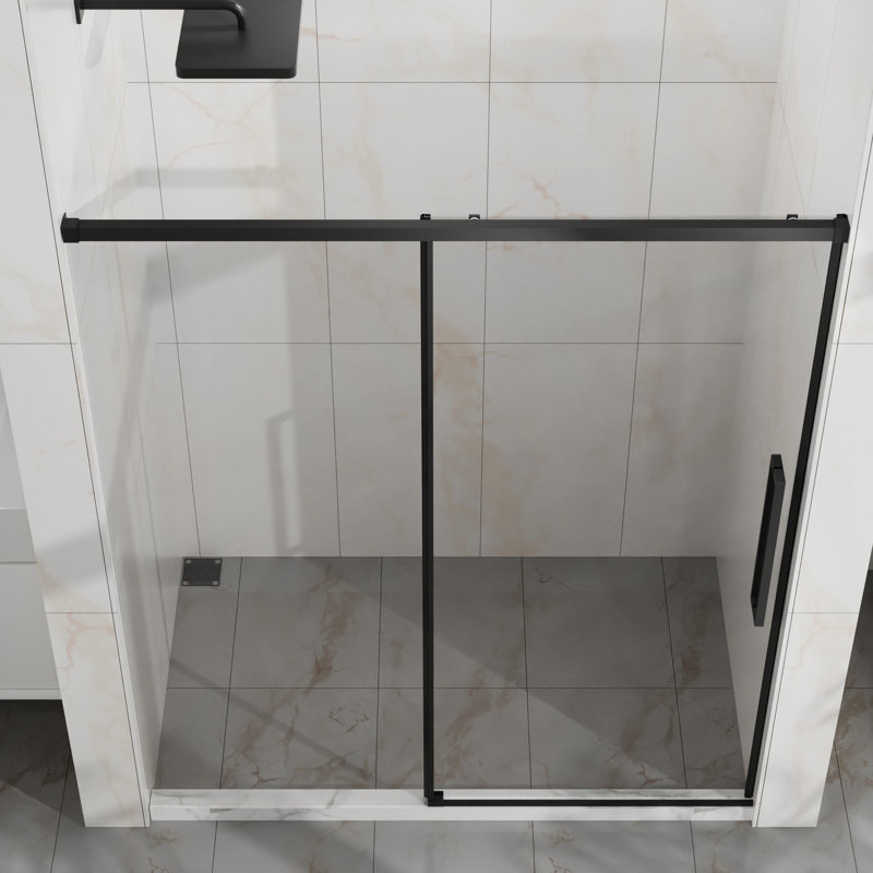 Semi - 60" Adjustable Width Sliding Shower Door, 6mm Tempered Glass With Proof Coating, Stainless Steel Frame, Waterproof Seal, Bathroom Use W X 72" H Easy Clean Hardware, Splash Technology