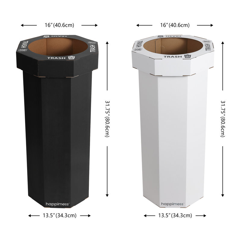 Poubelle et poubelle de recyclage en carton ondulé jetable classique classique 25 gallons Fleur (ensemble de 2)