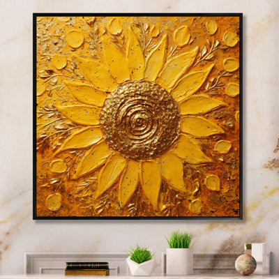 " Golden Radiant Sunflower Blooming Painting "