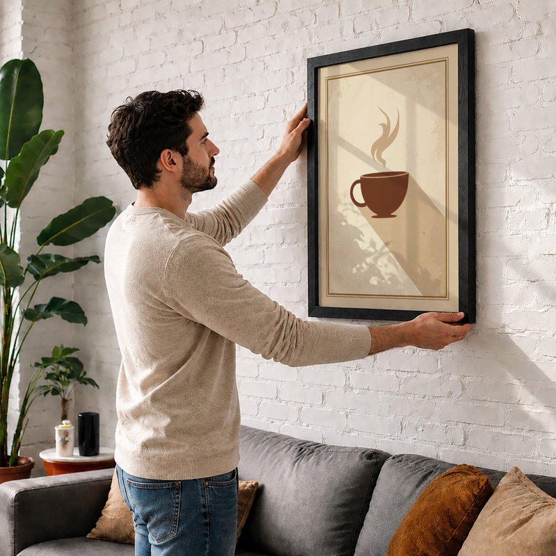 Morning Coffee Minimalist - Framed Print, A1 - 84.1 x 59.4 cm, Black