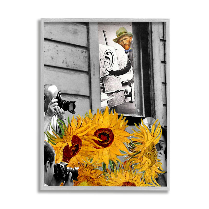 Peinture classique classique de tournesols et paparazzi de Van Gogh, L 16 po x H 16 po, Estampe numérique Farmhouse