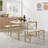 Aithan 3-Piece 43.3 Inch Gold Dining Table Set with Benches, Rustic Kitchen Table Set for Small Spaces, Modern Farmhouse Dining Set with Bench for Kitchen & Dining Room-2044701709-1955445247