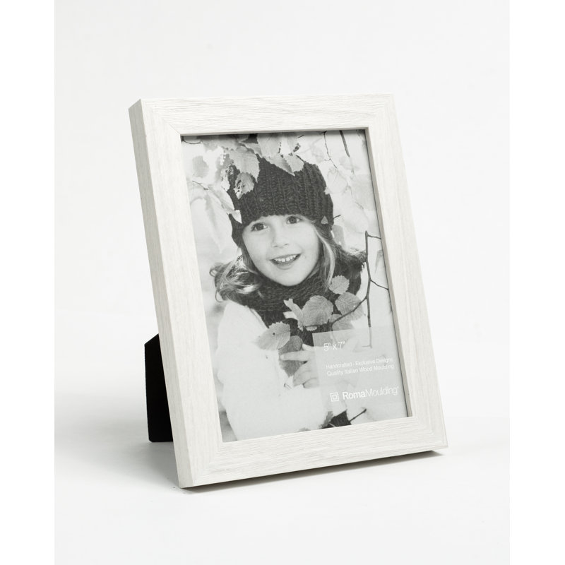 Cadre pour photo simple en bois embossé, 5 po x 7 po, Blanc
