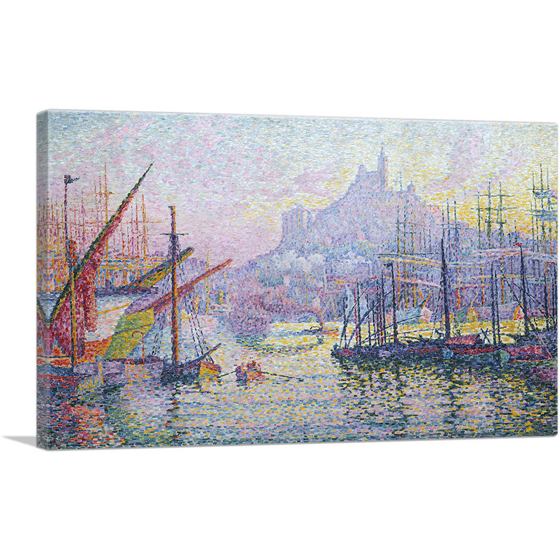 Vue du port de Marseille par Paul Signac - reproduction d'art sur toile tendue, H 12 po x l 18 po x 1,5 po