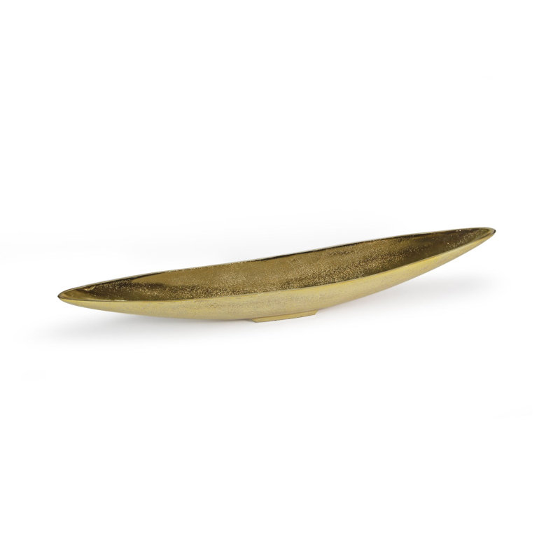 Metal Boat Vase, 3.5" H x 32" W x 5.5" D