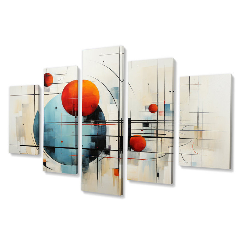  «Red Suprematism Reduction V - Abstract Supematism, reproduction d'art murale - 5 panneaux