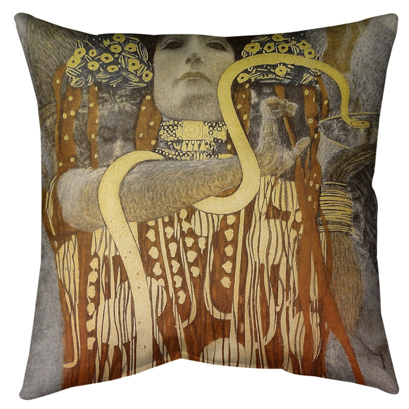 Coussin Gustav Klimt Hygeia, 28 po x 28 po, Orange