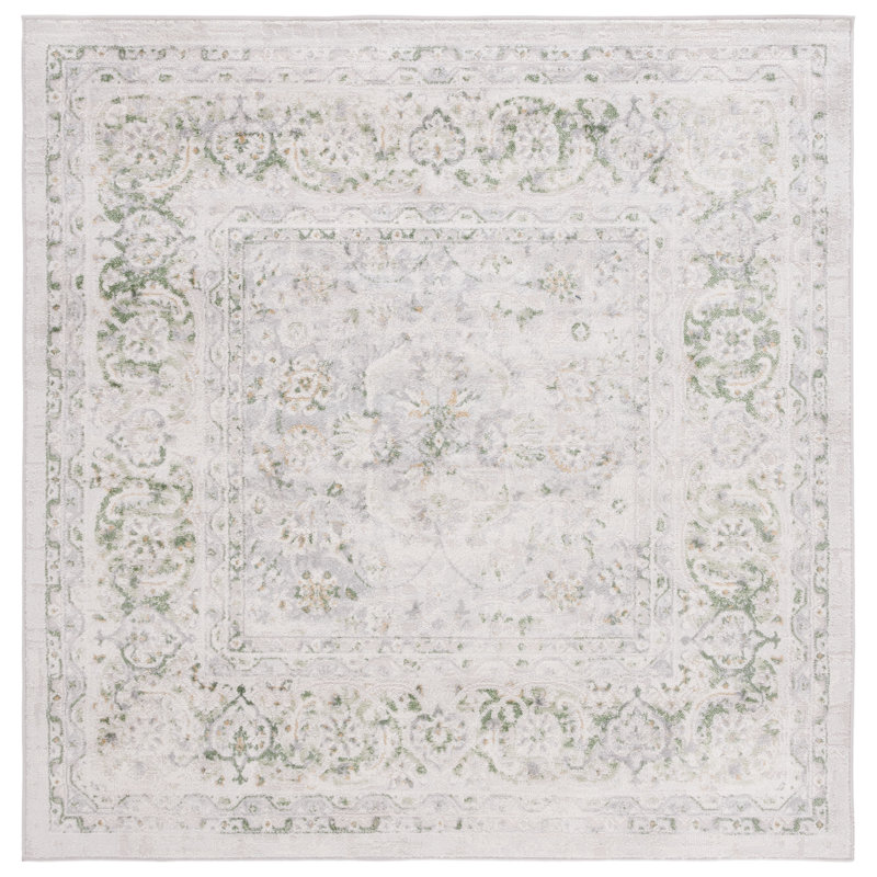 Tapis beige / vert Palma 326, Carré 6 pi 7 po