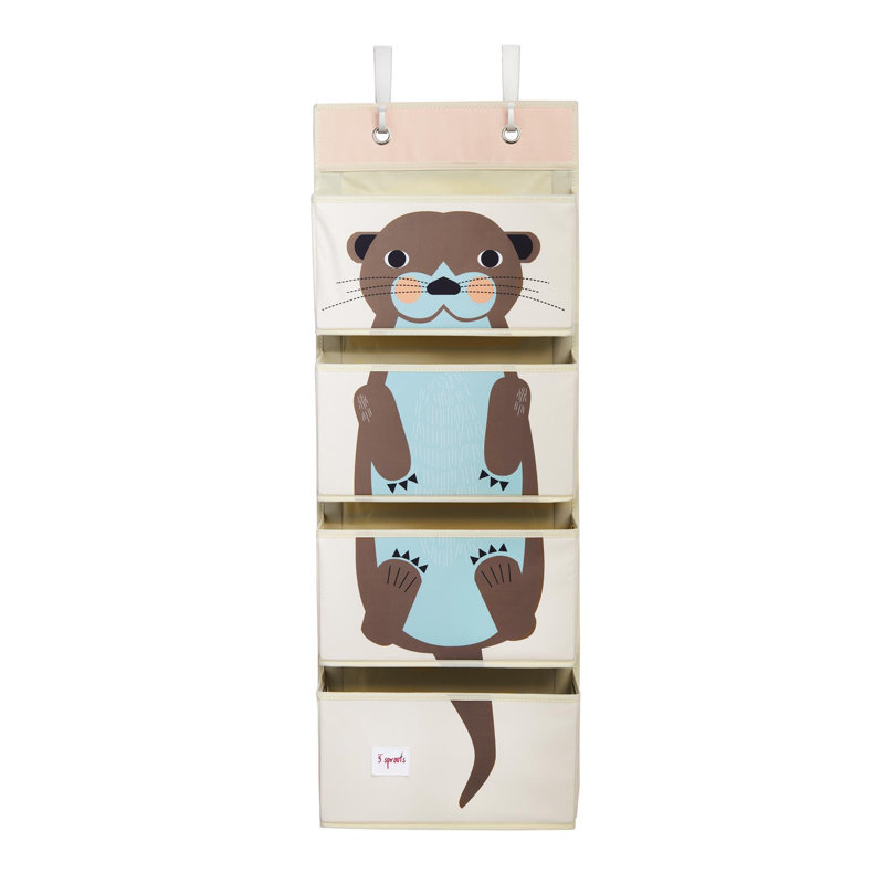 Otter Beige and Brown Fabric Over-the-Door Hanging Organizer
