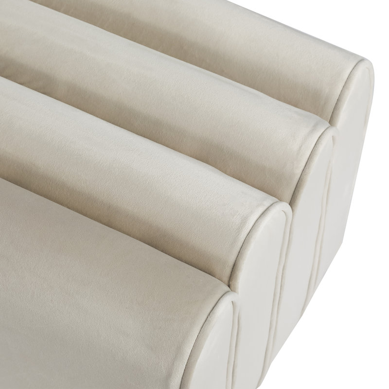 Banc de repose-pieds rembourré 39,9 po Tarralyn, Velours blanc