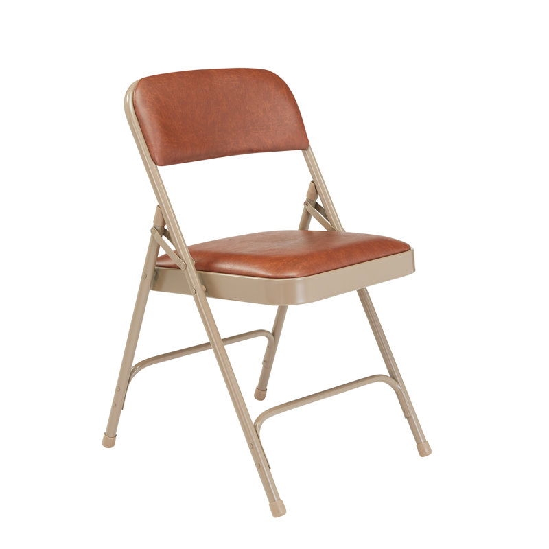 Chaise pliante en vinyle Symple Stuff Humbert, Brun / beige 