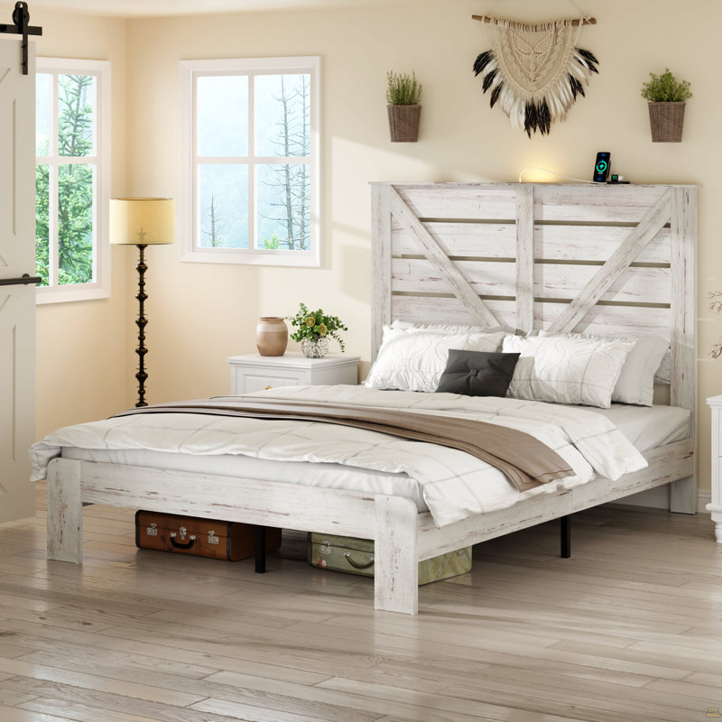 Tête de lit double, cadre de lit plateforme en bois