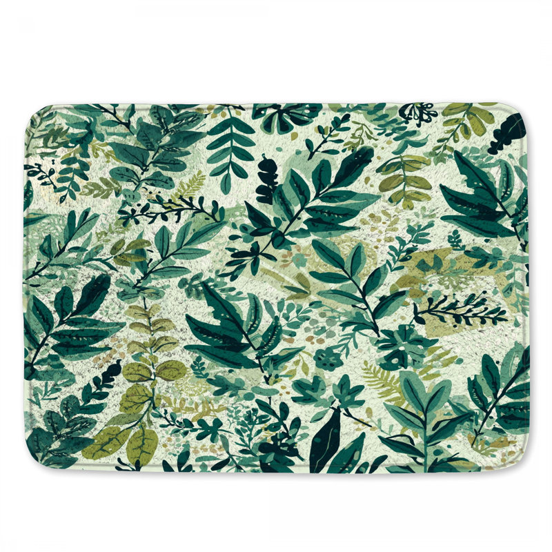Tapis de bain à feuillage vert, L 24 po x L 17 po