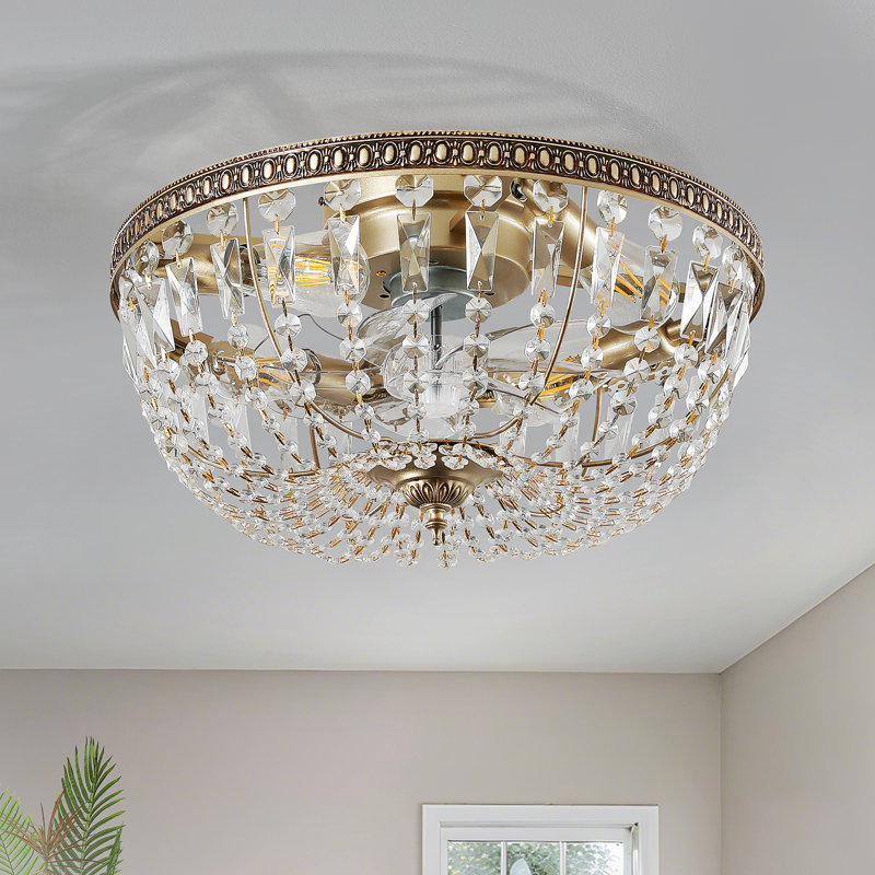19-Inch Modern Crystal Ceiling Fan With Light