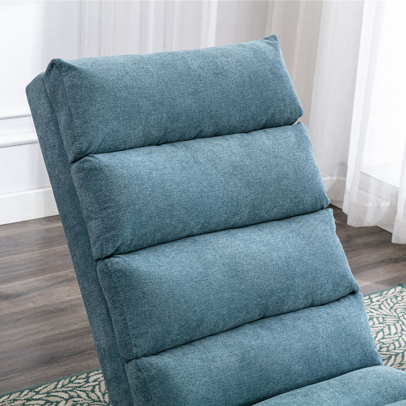 Méridienne moderne en lin, longue chaise longue pour bureau ou salon, Bleu