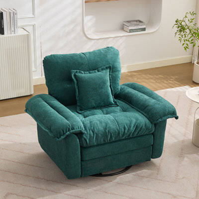 Canapé d'appoint rembourré 360 ° en chenille avec coussin décoratif