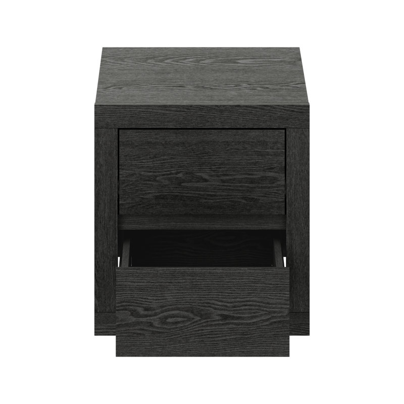 Brannick 20.3" Tall 2 - Drawer Nightstand, Dark Gray Oak