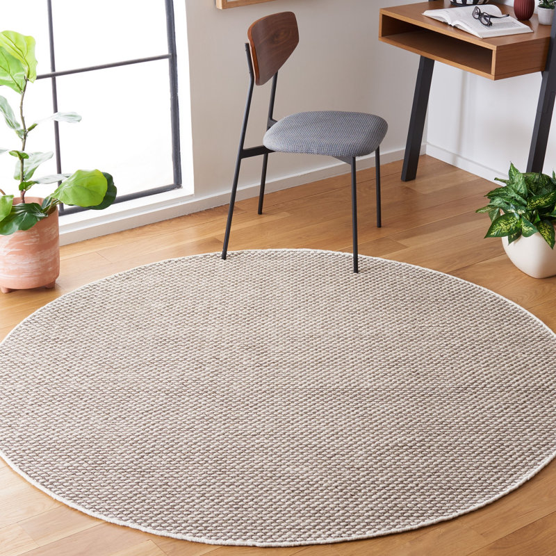 Vermont Flat Weave Wool/Cotton Rug in Brown, Round 6'