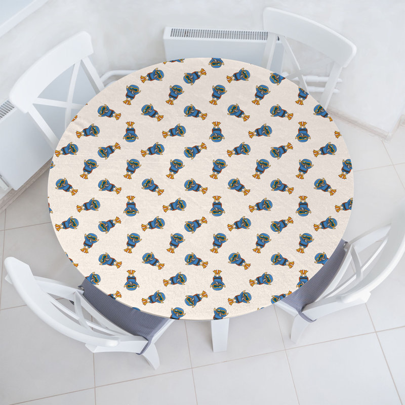 Trinx Diver Fitted Round Tablecloth 36"- 40" Diameter Multicolor
