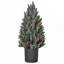 Arbre de Noël miniature enneigé de 18 pouces de hauteur, parfait pour la décoration de Noël de table avec pommes de pin et baies