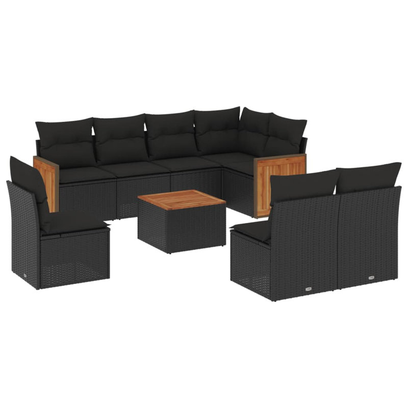  Ensemble de canapé de jardin noir