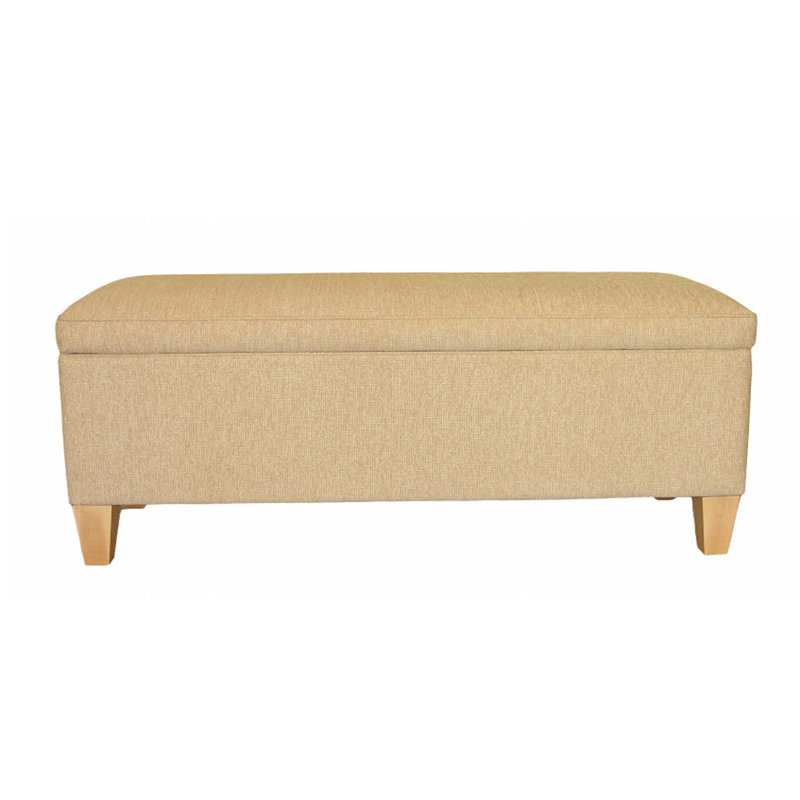 Fallston Fabric Upholstered Storage Bench, Mahogany, Angelina Gold Pattern