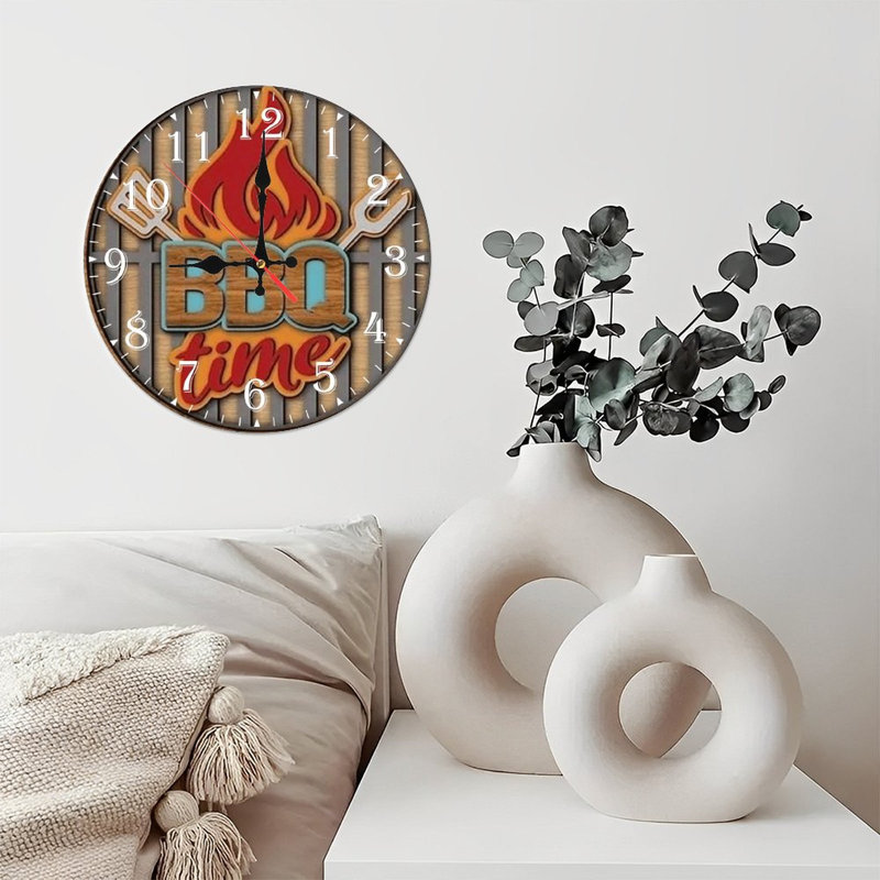 Horloge murale en bois 10 po, mouvement silencieux, à piles (piles AA non incluses), décor artistique, parfait pour les décorations