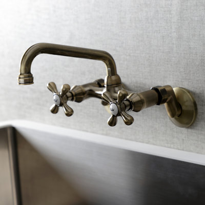 Kingston Brass Kingston Double-Handle 2-Hole Wall-Mount Bridge Kitchen Faucet
