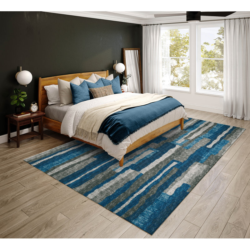 Chenille Washable Abstract Indoor / Outdoor Rug, Rectangle 9' x 12'