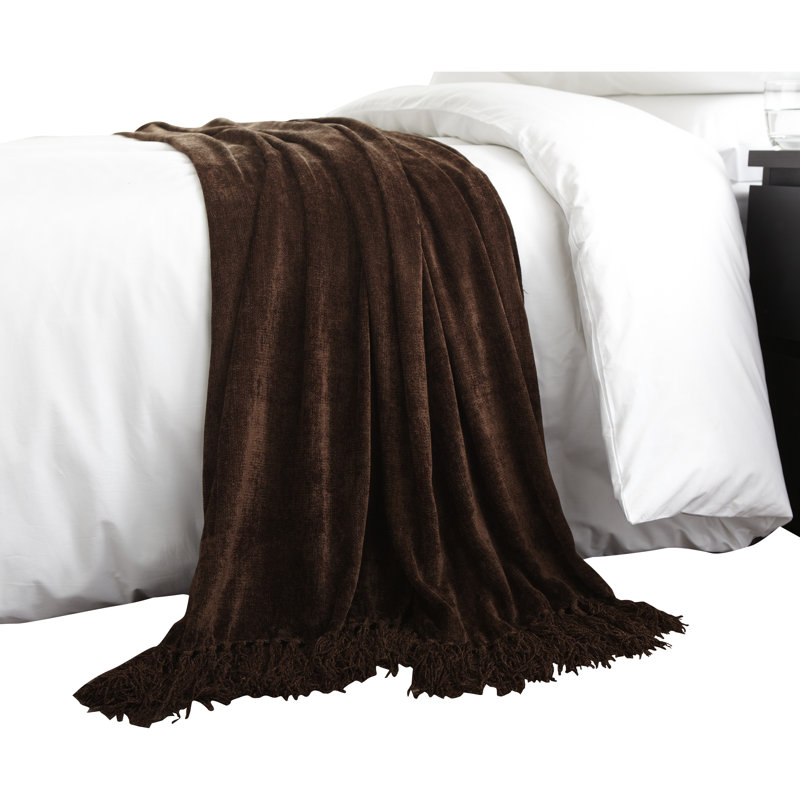 Nestor Hand Woven Throw Blanket, Chocolate