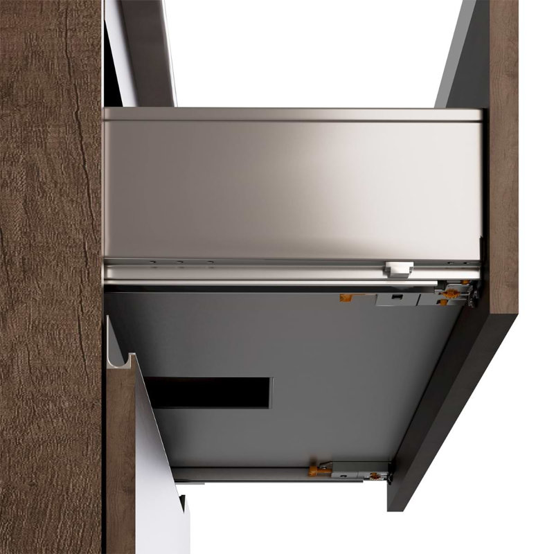 Duo 24" Single Vanity With Integrated Ceramic Top, Blonde Wood, Black, 40"