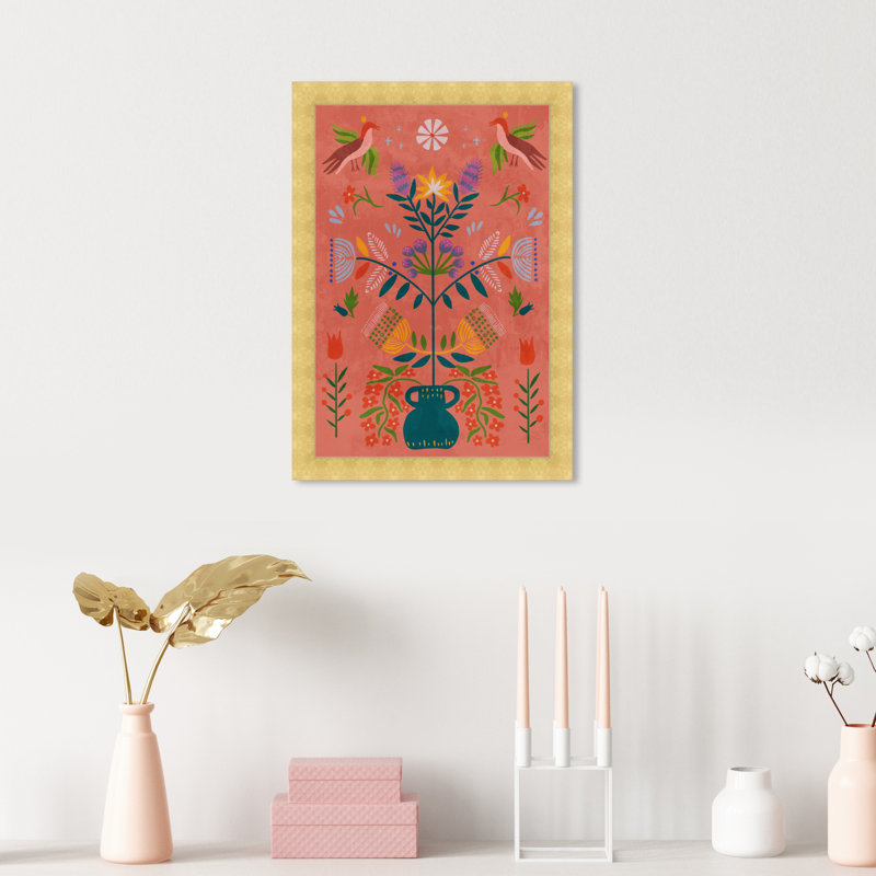 Bohemian Botanical Illustration by  - Picture Frame Print, H 17 po x l 12 po, Or
