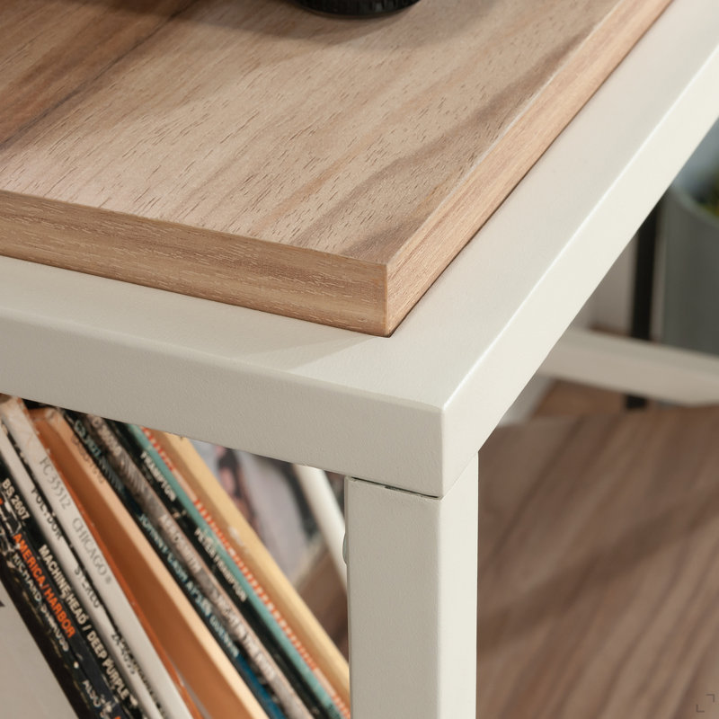 Rangement décoratif avec tablettes inclinées, finition acacia
