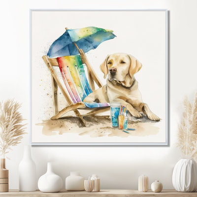 " Dog Laying On Chair At The Beach V "