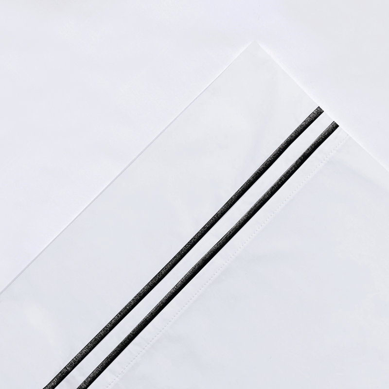 Ensemble de draps surdimensionnés 100% coton à double pointe Pointehaven 300 TC Percale, Noir / blanc