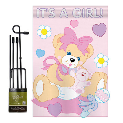 Double Sided 18.5'' H x 13'' W Polyester New Baby Flag Set