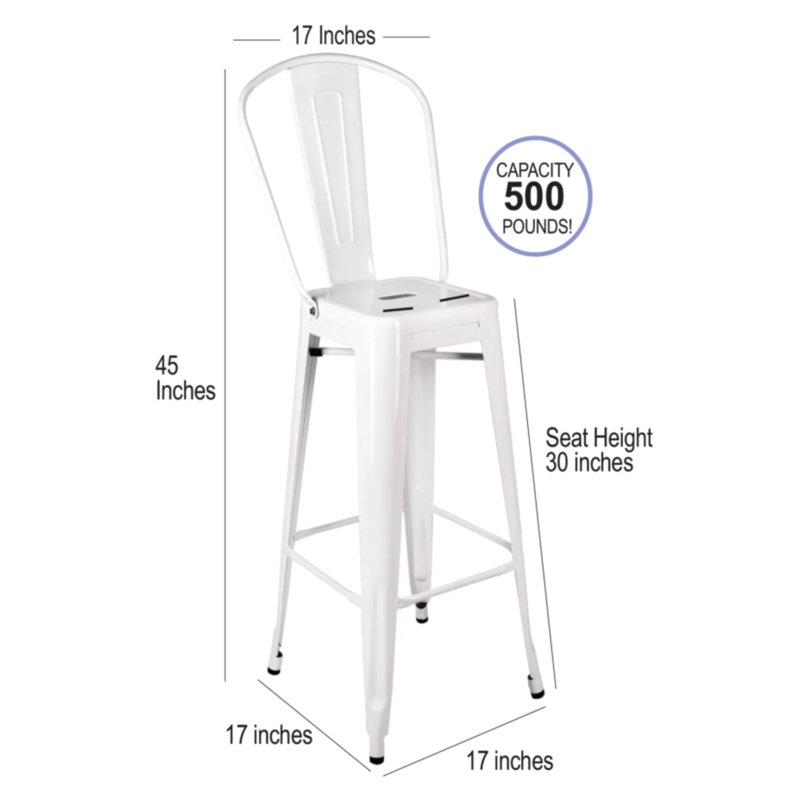 Tabouret de bar en métal Hi Chivari, Blanc