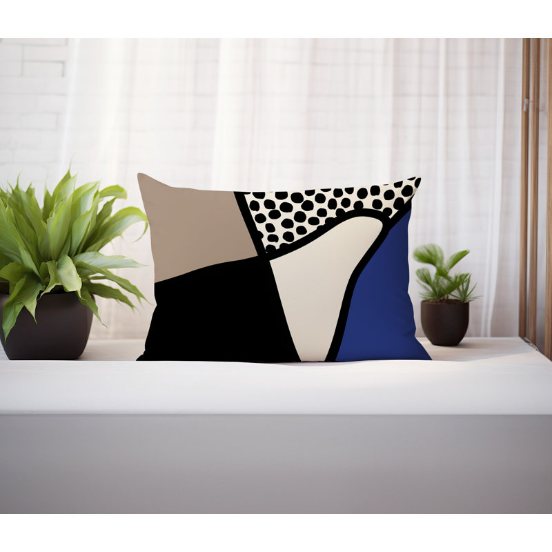 Coussin lombaire réversible intérieur / extérieur Jai Abstract, H 14 po x l 20 po, Marine