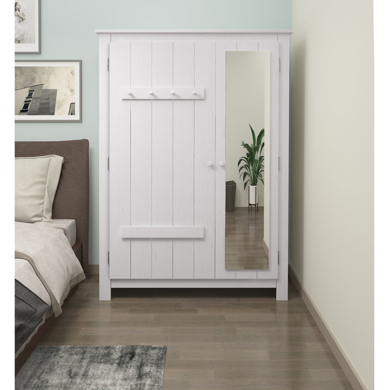 Youssouf 2 Door Solid Wood Wardrobe, White