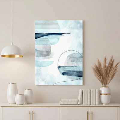 Abstrait aquarelle bleue et grise sur toile tendue, reproduction d'art sur toile, ensemble de 1
