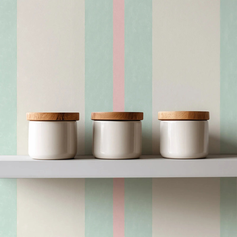 Miami Stripe - Wallpaper, South Beach Teal, Premium Paper, Non-Pasted